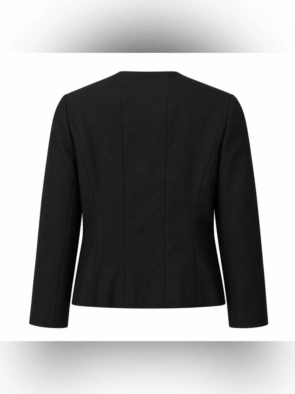 CHANEL Boutique 1998 Spring Black Cotton Silk Collarless Jacket FR 40